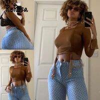 ReRosa Womens 2022 Diamond-shaped Suede Design Skinny High-rise Buttoned Jeans