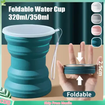 Portable Silicone Cup Foldable Travel Mug Heat Resistant Collapsible Water  Cups with Lid Lanyard for Outdoor