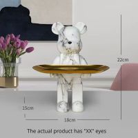 Graffiti Bear Figurine Home Decoration Animal Statue Keys Storage Shelf Modern Room Sculpture Table Decor  Statues