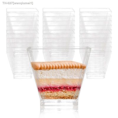■♛۩ 25pcs 60ML Disposable Plastic Dessert Cups Transparent Food Container Cup Ice Cream Cake Cup Birthday Wedding Party Supplies
