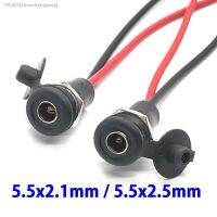 ◇▲☒ 10V DC Power Supply Threaded Charging Socket 5.5x2.1mm 5.5x2.5mm Female Jack Panel Mount Connector with nut Wire Waterproof Cap