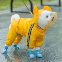 Pet Hooded Raincoats Dog Clothes With Reflective Strip Small Dog Rain Coat Waterproof Jacket Soft Breathable Mesh Dog Clothes