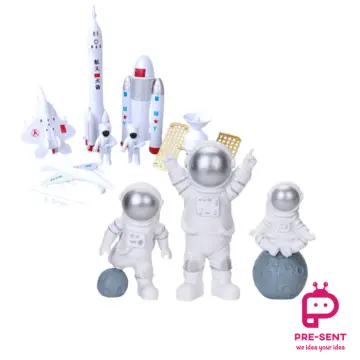 Astronaut Space Cake Toppers Outer Space Astronaut Figurines Planet Rocket cake  insert Kids Birthday Party Supplies Baby Shower