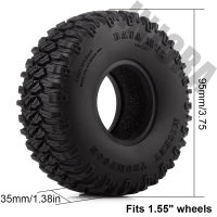 INJORA 4Pcs 1.55" Soft Rubber Wheel Tires 1.55 Inch Tyre for RC Crawler Car D90 TF2 Tamiya CC01 LC70 LC80