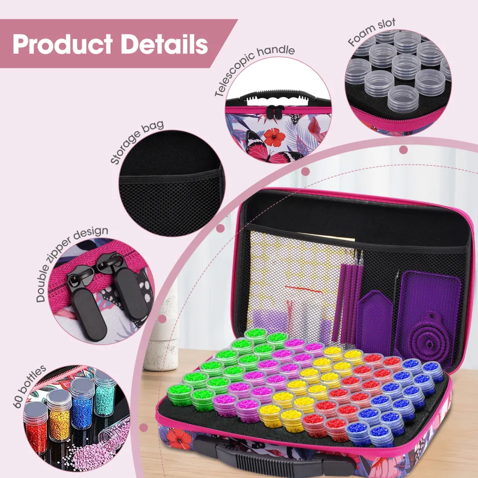 Ready Stock】Diamond Painting Accessories Storage Boxes with Tools, 60 Slots Diamond  Art Accessories Storage Box Tools Bead Storage Box Crystal Art Accessories  5D Diamond Painting Kits