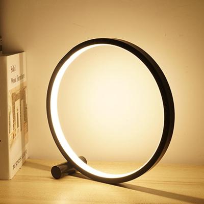 5W LED Modern Table Lamp Round Aluminum Bedroom Desk Lamp Reading Touch Switch Night Lights Minimalist Circle Bedside Light Night Lights