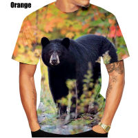 2023 newFerocious Animal Black Bear 3D Printed T-shirts Mens and Womens Short Sleeve Tops