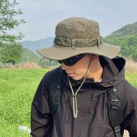 【Ready】? Camping fisherman hat mens spring and summer thin style travel sunshade denim hat big brim womens outdoor sun protection fishing mountaineering hat