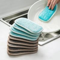 Hot Selling 2Pcs No Scraping Scouring Pad Reusable Dish Cleaning Sponge Dishcloth Kitchen Gadget Decontamination Cleaning Brush Kitchen Tool