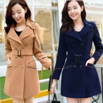 Thermal Winter Overcoat Women Business Mid-calf Length Jacket Formal Wool  Blends Double-breasted Coat Thick