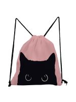 Drawstring Bag Gym Pouch Bag 3D Printing Cat Backpack Women Portable Shopping Fashion School Shoe Bag For Girl Custom Pattern
