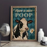 1pc Canvas Animal Abstract Painting Have A Nice Poop Cow Wall Art Poster Biting The Daisies Modular Funny Pictures  Home Decor Wall Décor