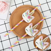 ❈❧♂ 20pcs/set Unicorn Straws Unicorn Rainbow Party Tableware Drinking Straws Kids Birthday/Wedding/Pool Party Decoration Supplies