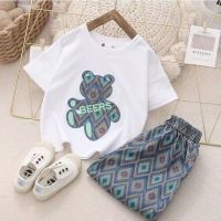 Childrens summer clothing internet red [same style for siblings] set of pure cotton childrens summer style fried street embroidery two piece set trend