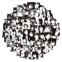 ○ 10/30/50PCS Japanese Black And White Female Head Graffiti Waterproof Sticker Decoration Cartoon Character Hand Account Wholesale