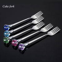 5-Piece Fruit Salad forks Set 2 Tines Dessert Forks Set 3 Tines Coffee and Ice Spoon Sets Stainless Steel Mirror Polishing