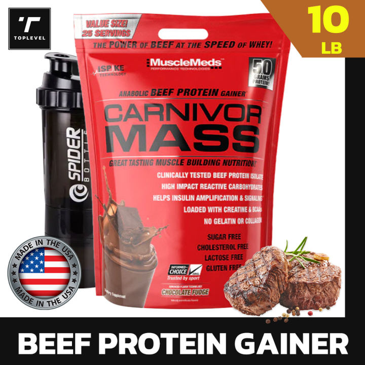 Musclemeds Carnivor Mass Anabolic Beef Protein Gainer 10 Lbs Chocolate โปรตีนจากเนื้อวัวสกัด 8583