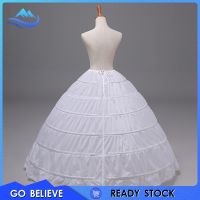 [Go Believe] ชุดเสื้อโค้ท Petticoat แขนยาว 6 ห่วงสีขาวสไตล์วินเทจสําหรับงานแต่งงาน