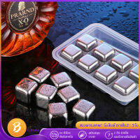 ก้อนน้ำแข็งสแตนเลส Whiskey Stones Stainless (6/8 ก้อนพร้อมกล่องและที่คีบน้ำแข็ง)แข็งที่นำกลับมาใช้ซ้ำได้
