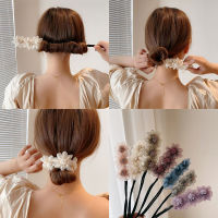 【CW】Women Elegant Bud Chiffon Flower Bun Maker Maruko Hairstyle Making Long Tool Sweet Hair ide Rope Hairbands Korean Accessories