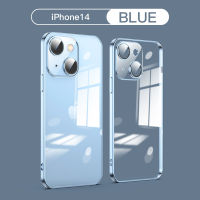 iPhone 14/14 Pro/14 Plus/14 Pro Max/15/15 Pro/15 Plus/15 Pro Max Case,Ultra Thin Electroplated Transparent Soft Case with Tempered Glass Camera Lens Protection Case