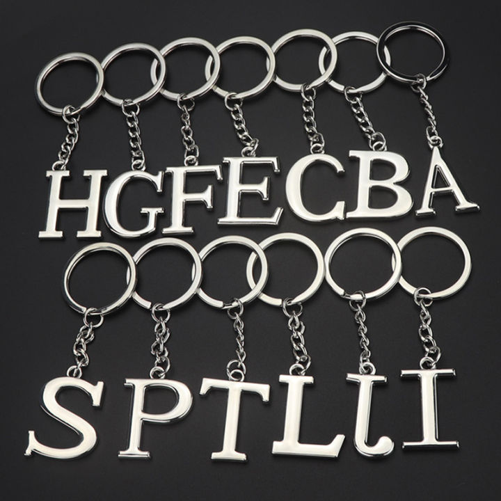 uniko-จี้ตัวอักษรสุดสร้างสรรค์พวงกุญแจแฟชั่น26ตัวอักษรอักษรเริ่มต้นอังกฤษตัวพิมพ์ใหญ่26ตัวอักษรพวงกุญแจโลหะนามสกุลพวงกุญแจจี้คู่รักสำหรับทั้งหญิงและชาย