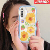 เคส JIUMOO สำหรับ Realme 6 6S Narzo เคสภาพวาดสีน้ำมันแฟชั่นลายดอกไม้หลากสีขอบเป็นคลื่นเคสโทรศัพท์แบบใสนิ่มซิลิโคนป้องกันเลนส์กล้องเคสโปร่งใสเคสกันกระแทก