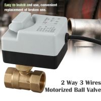 MXGOODS Durable Electric Actuator Air Conditioning 2 Way 3 Wires Motorized Ball Valve With Manual Switch ss Two Control DN15 DN20 DN25 Ac220V