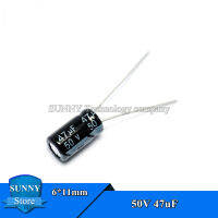 50Pcs 50V 47UF 6*11มม.ตัวเก็บประจุแบบอิเล็กโทรไลติก47UF 50V ความจุ6x11mm