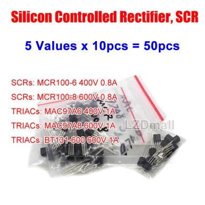 50ชิ้นซิลิกอนควบคุมตัวทำกระแสตรง Thyristor ถึง-92 SCR 5ค่า X 10ชิ้น MAC97A6 MAC97A8 MCR100-6 MCR100-8ทรานซิสเตอร์ BT131-600