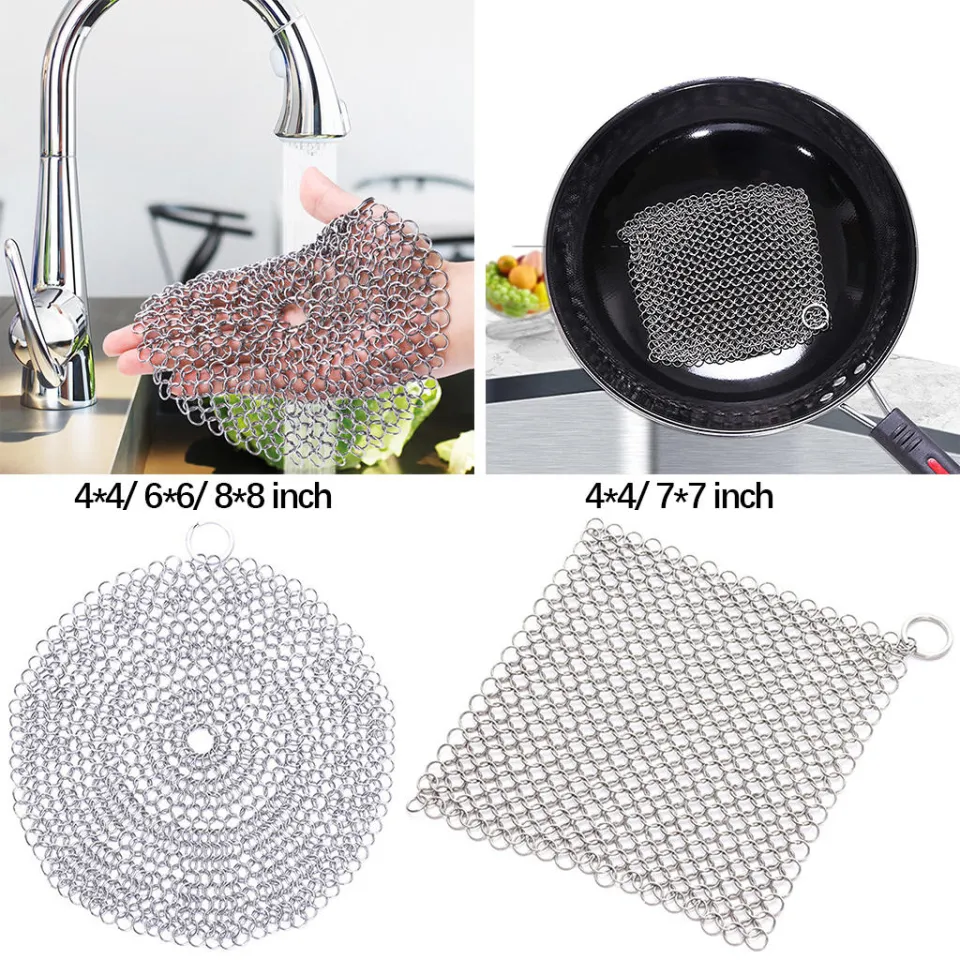 7X7 Inch Stainless Steel Chainmail Scrubber Cast Iron Cleaner Net - China  Cast Iron Cleaner Net, 7X7 Inch Stainless Steel Chainmail Scrubber