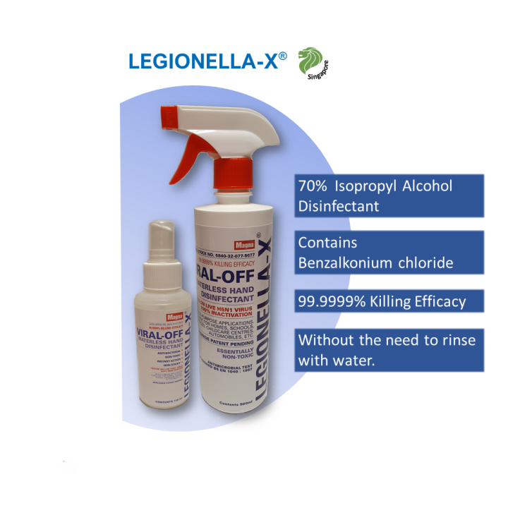 Legionella X Viral Off Waterless Hand Disinfectant Sanitizer Kills 99.