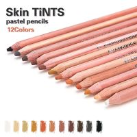 Professional Skin Tints Soft Pastel Colored Pencils 12 pcs Charcoal For Drawing Drawing Drafting