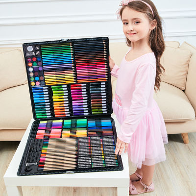 258PC Children Gift Watercolor Pen Primary School Oil Stick Crayon Art Supplies for Painting Artist Backpack Drawing Pencil Sets
