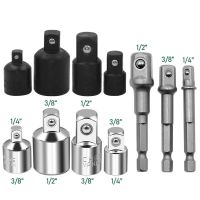 Psan► 1/4 "3/8"; 1/2 "; ตัวแปลงประแจวงล้ออะแดปเตอร์เหล็กกล้าโครเมียม Vanadium แขนอะแดปเตอร์รถยนต์ตัวแปลงซ็อกเก็ตแขนประแจแปลงข้อต่อ