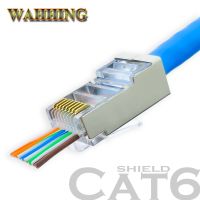 ขั้วต่อ Rj45 Cat5e Cat6ตัวเชื่อมต่อเครือข่ายหุ้มฉนวน8pin โมดูลาร์ Rj45ปลั๊กเสียบมีรู Hy1549