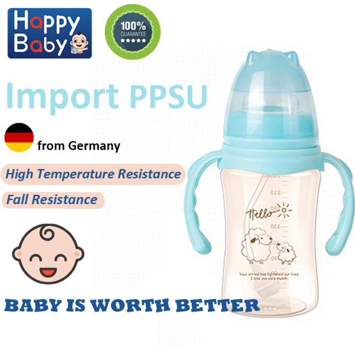BPA-Free Baby Training Feeder Bottle 150ml with Handles – Soft Silicone Nipple, Anti-Colic Design, High Quality Baby Feeding Cup