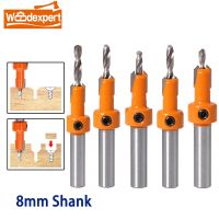 Countersink Drill Slot Bit 8 mm Shank with Depth Stop for Wood Hole Screw Cutter Adjustable with Hex Key Wrench Drill Bits  Accessories