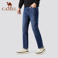 Cameljeans กางเกงผู้ชายกลางเอวตรงผ้าฝ้ายยืดหยุ่นกางเกงยีนส์สำหรับผู้ชาย