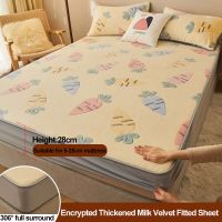 Light Luxury Snowflake Milk Velvet Fitted Sheet Without Pillowcase Thickened Winter Warm Bedspread Soft Anti-static Double Bed