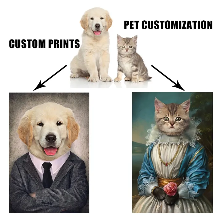 hot} Pet Photo Custom Poster Funny Animals Canvas Painting Personalized Dog  Cat In Suit Interesting Wall Art Pictures for Gift Decor | Lazada PH