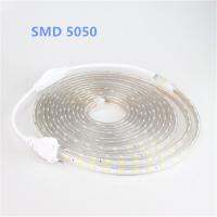 SMD 5050 AC220V ไฟแถบไฟ LED ยืดหยุ่น60Leds/M เทป Led กันน้ำไฟ LED กับปลั๊กไฟ1M 2M 3M 5M 6M 8M 9M 10M 15M 20M