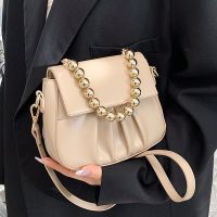 Pearl chain small bag female 2022 new fashion sense one shoulder his western style portable small bread