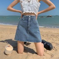 Spot parcel post New denim skirt 2023 Spring and Summer High Waist Slimming and Fashionable Half-Length Denim Package Hip Skirt Western Style Short Skirt for Women