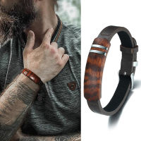 ROSEWOOD GENTS BRACELET FOR MEN ADJUSTABLE LEATHER WRISTBAND HIPSTER MAN JEWELRY