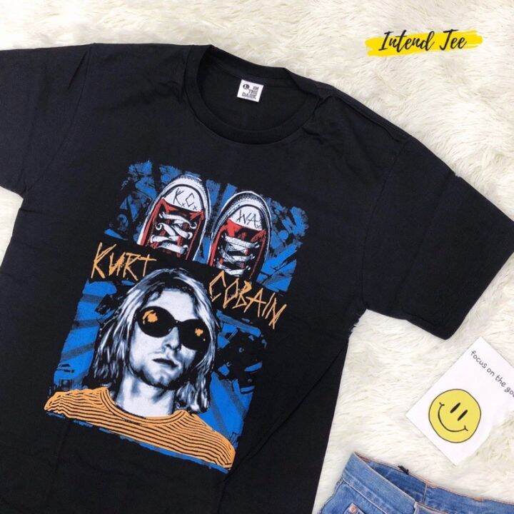 วงร็อค-เสื้อวง-kurt-cobain-พิมพ์หน้า-หลัง-เสื้อยืด