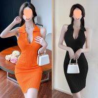 Sleeveless dress female v-neck hanging neck temperament sweet summer hot wind backless sexy hip short skirt backing condole belt skirt