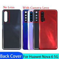 ประตูแบตเตอรี่หลังใหม่เคสฝาครอบด้านหลังมีเลนส์กระจกกล้องถ่ายรูปสำหรับ Huawei Nova 6 Nova6 5กรัม