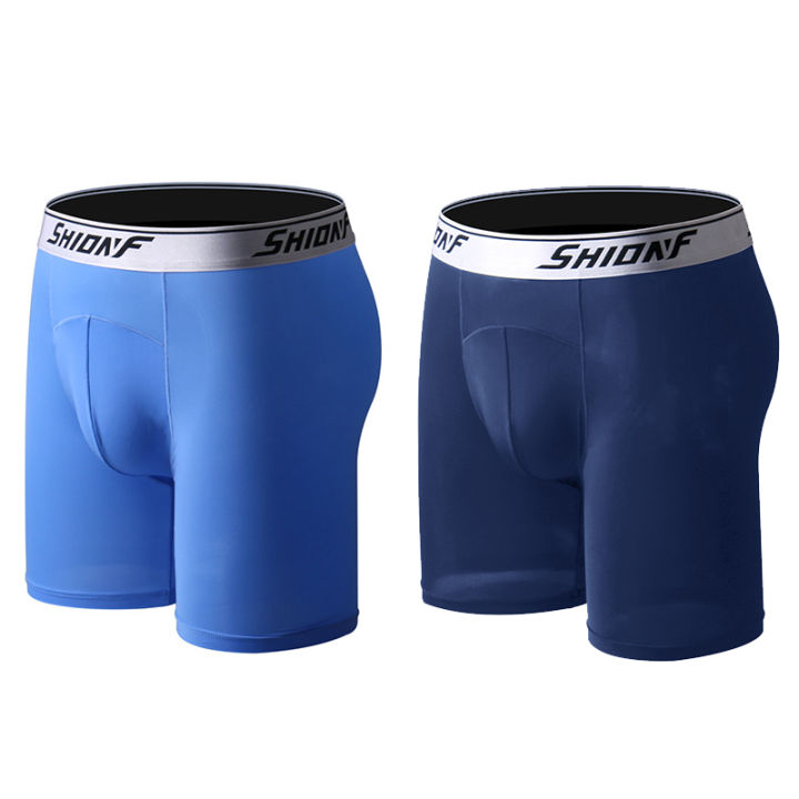 2021Shionf Super Comfortable Boxer Underwear Ice Silk Summer Men Panties 2pcspack Soft Moisture Wicking XL-9XL Long Underpants