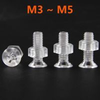 M3 M4 M5 25sets Acrylic Clear Transparent Plastic Nylon Screw Countersunk Flat Head  Phillips Cross Head Screw Bolt with Hex Nut Nails Screws Fastener